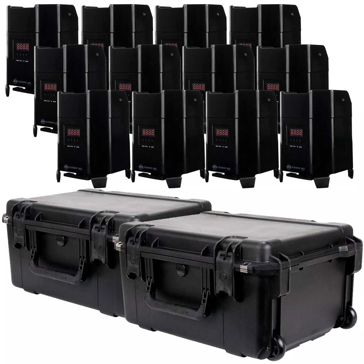 (12) American DJ Element Hex Battery, (2) Element PC6 Cases Bundle