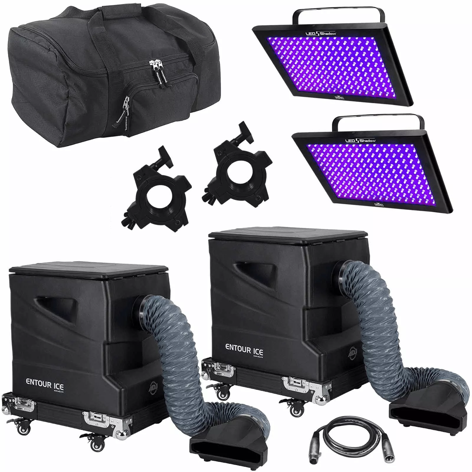 (2) American DJ Entour Ice Low-Lying Tour-Grade Fog Machines with Chauvet DJ LED Shadow Blacklights Package
