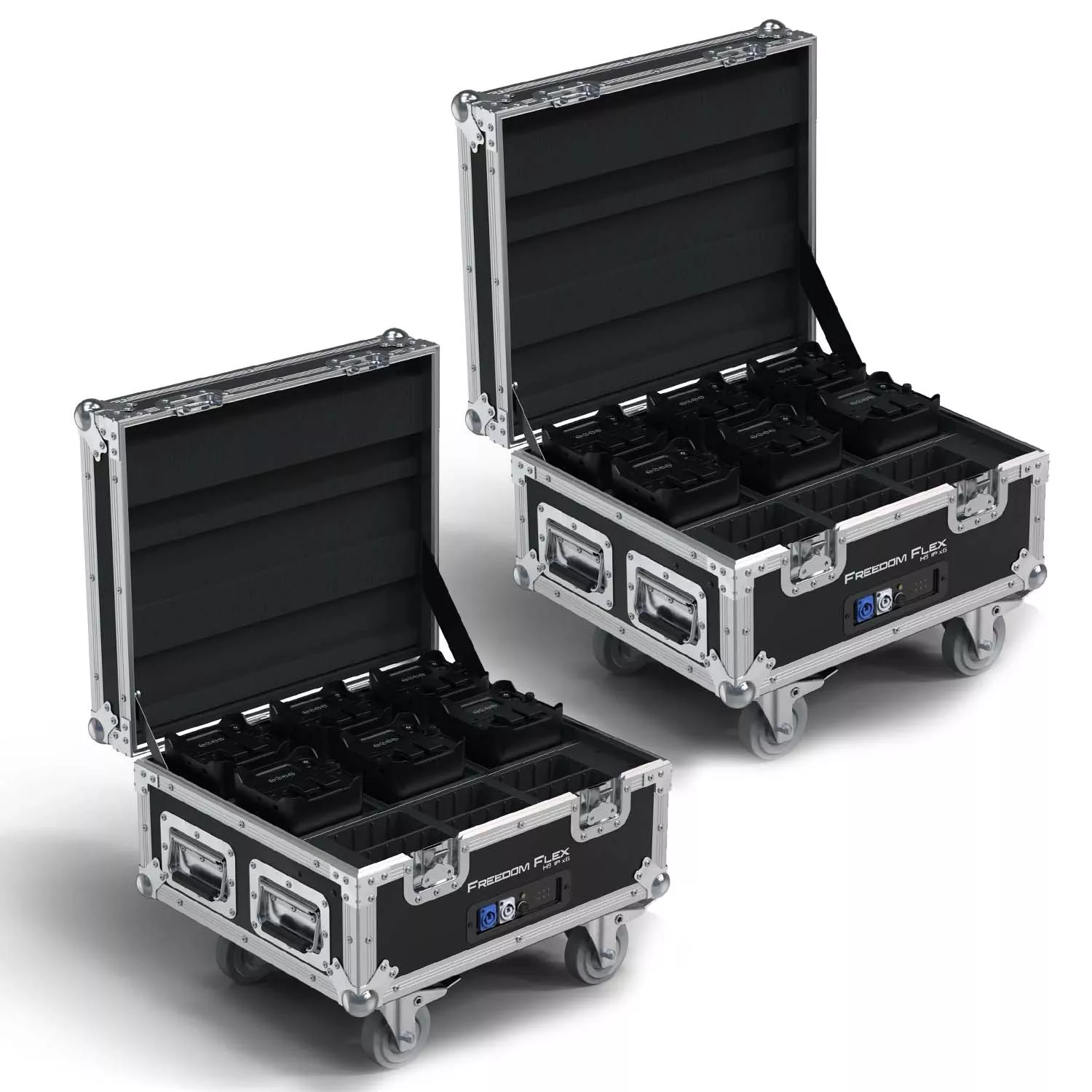 (2) Chauvet DJ Freedom Flex H9 IP X6 Wash Lights with Rolling Case Bundle