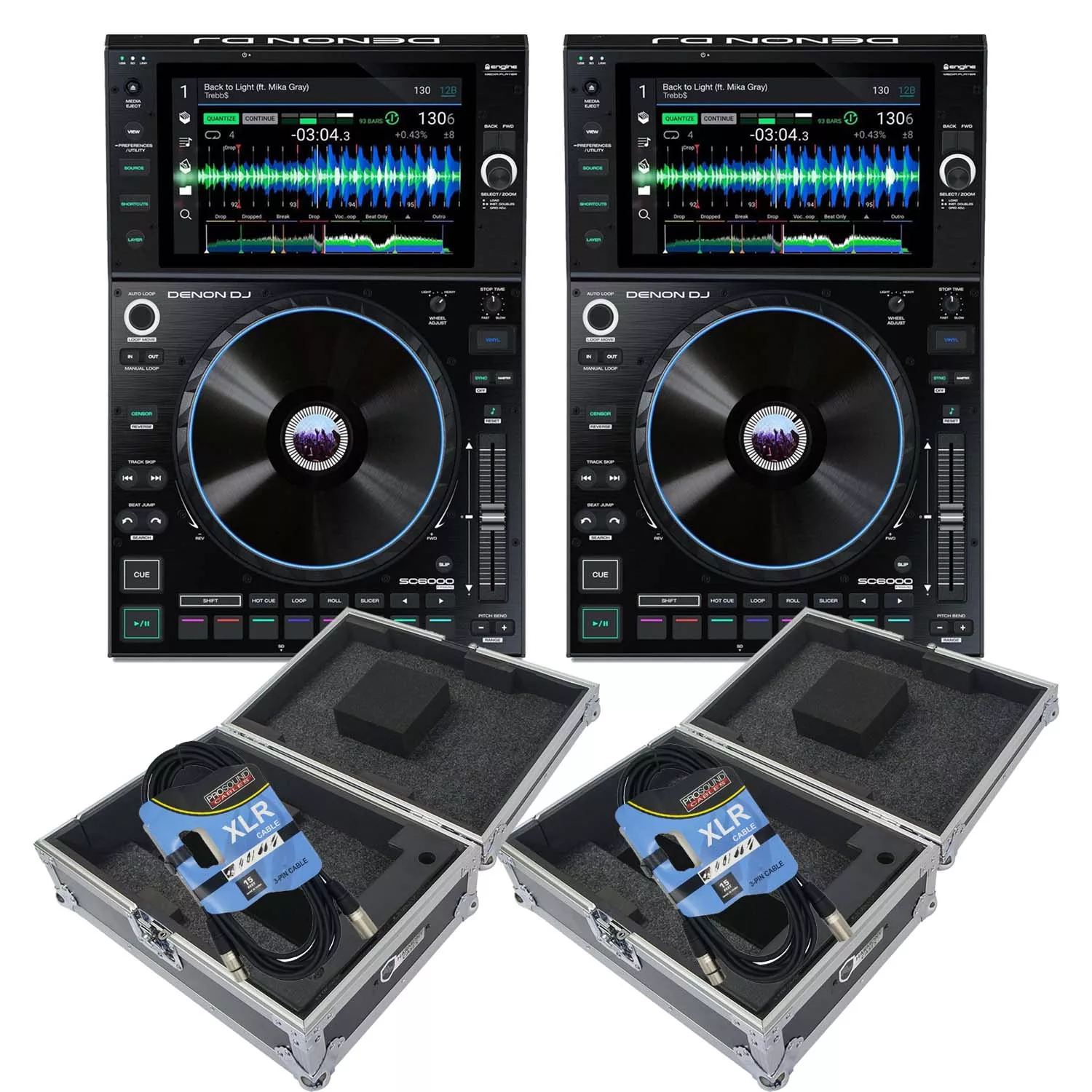 (2) Denon DJ SC6000 PRIME Standalone, (2) Harmony HCCDJ3000, (2)XLR Cable Bundle