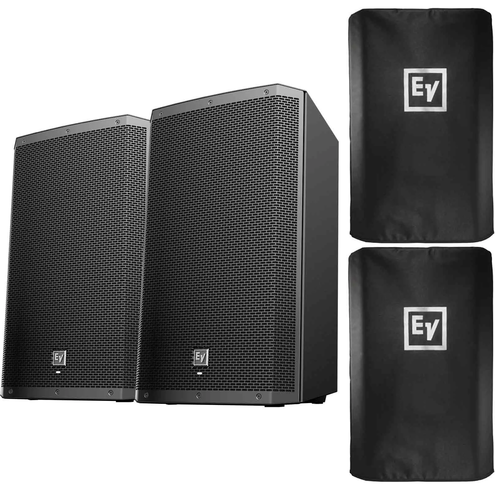 (2) Electro-Voice ZLX-15BT 15″ Powered Bluetooth Loudspeakers with Covers Package