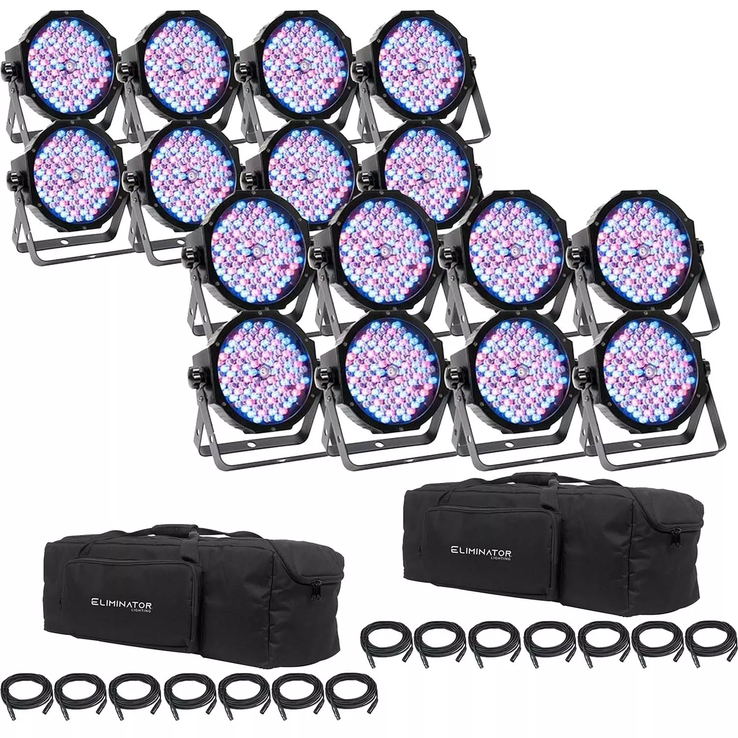 (2) Eliminator Mega Flat PAK8 EP Lighting Pack Bundle