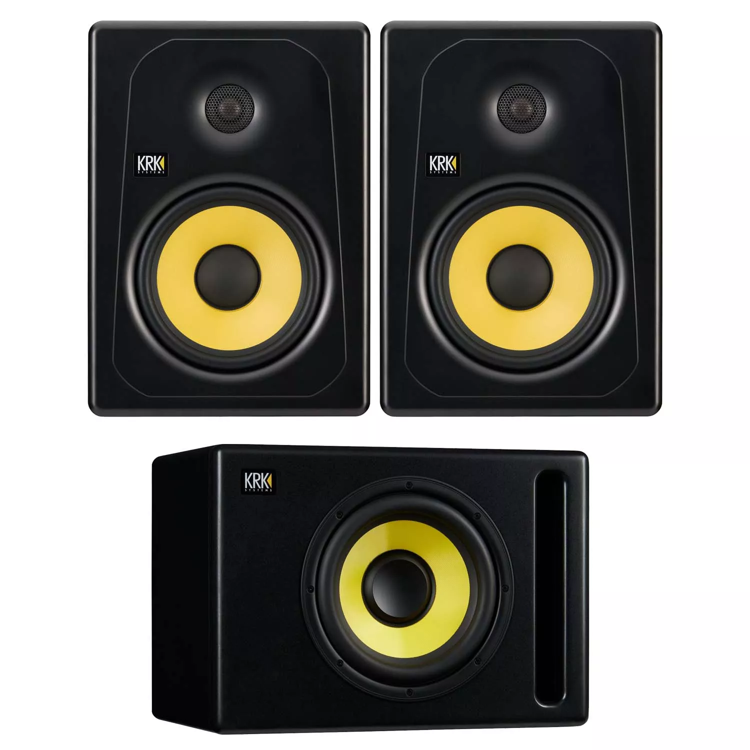 (2) KRK Kreate 8 Powered Studio Monitor – KRK S10.4 Powered Studio Sub Bundle