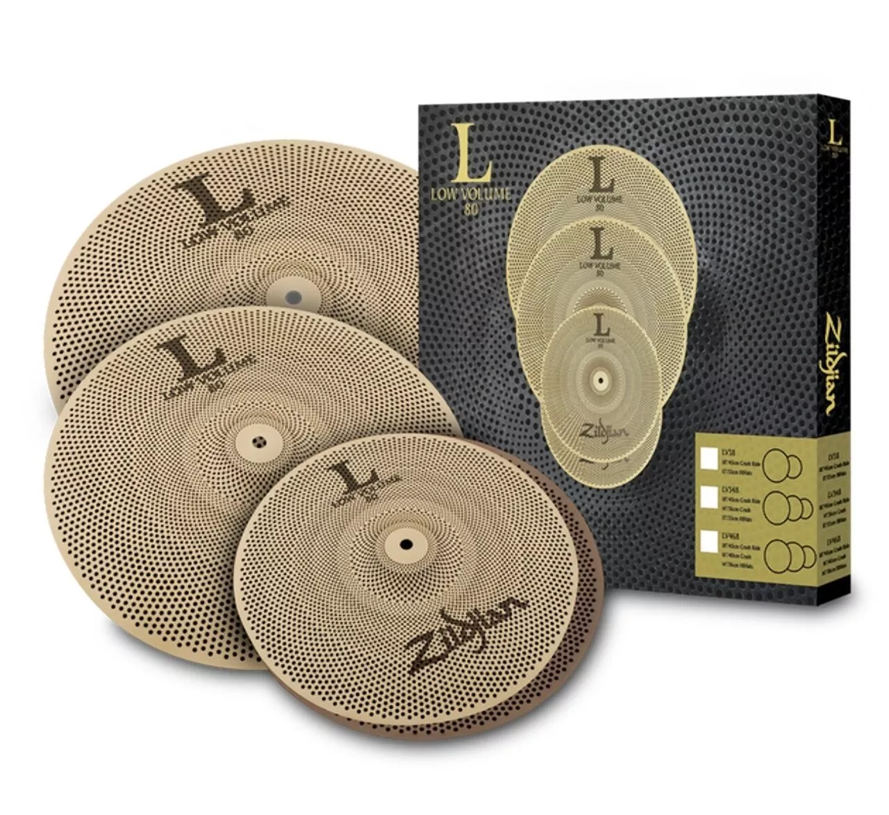 Zildjian LV38 L80 Low Volume Cymbal Set – 13/18 inch