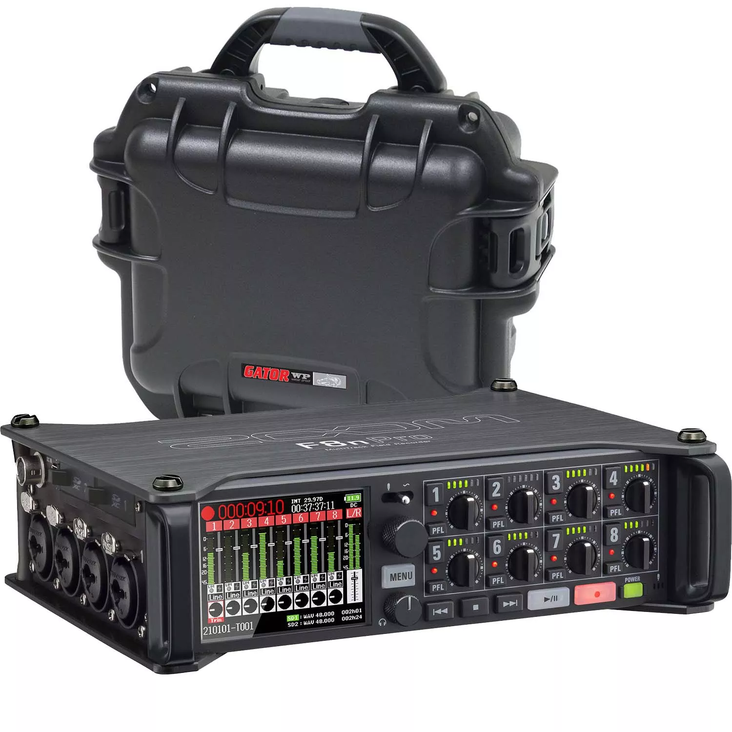 Zoom F8n Pro Multitrack Field Recorder, Gator GU-0806-03-WPDF Titan Bundle