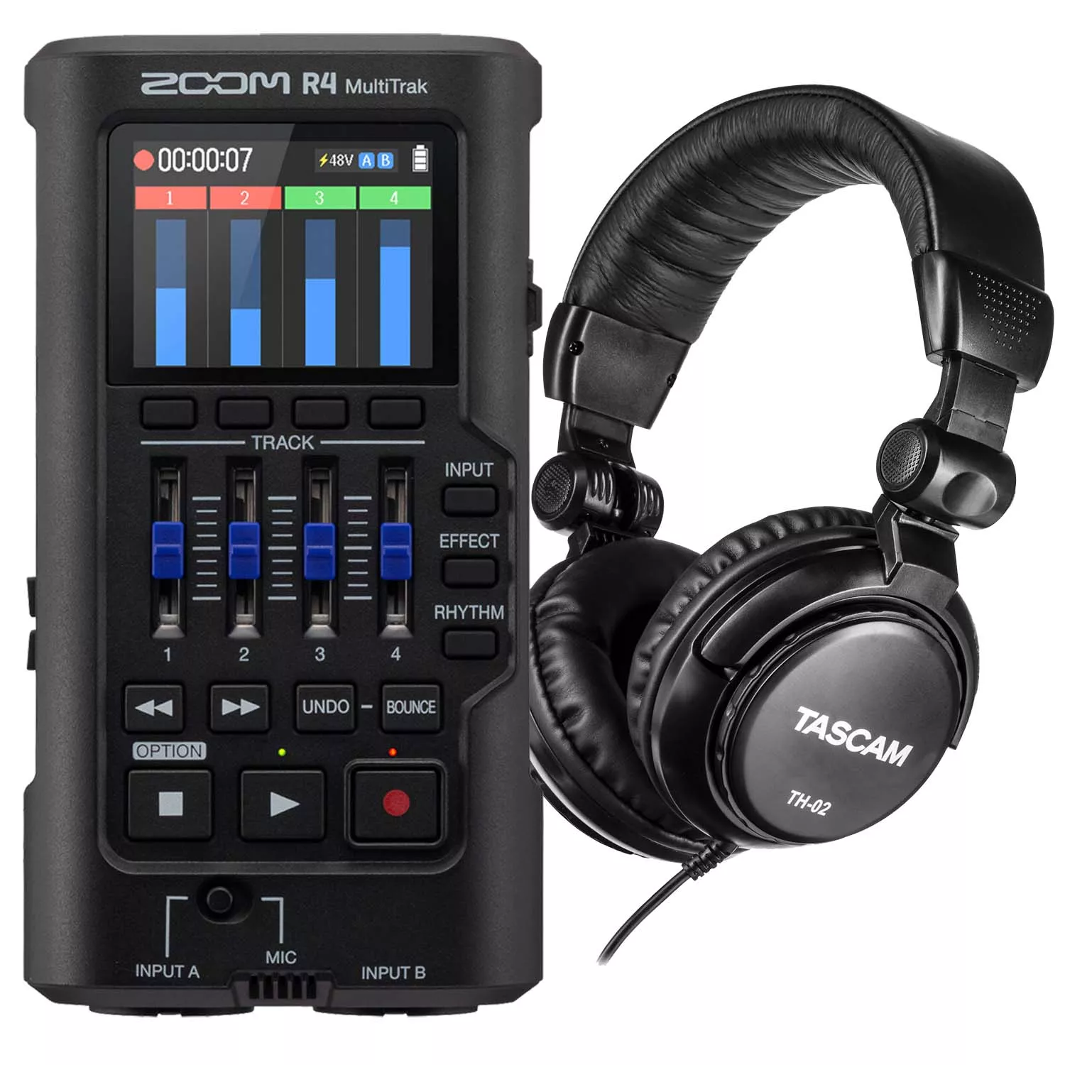 Zoom R4 MultiTrak SD Recorder, Tascam TH02 Bundle