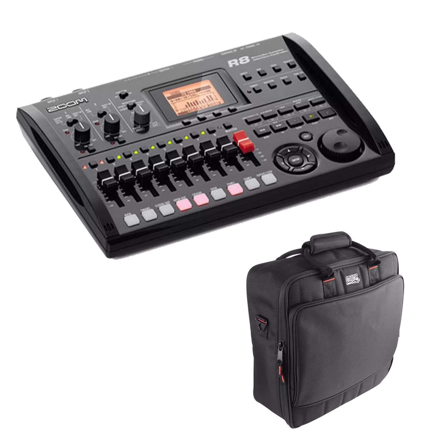Zoom R8 8-Track Digital Recorder/Interface/Controller/Sampler + Gator Cases G-MIXERBAG-1515 Padded Nylon Mixer/Equipment Bag